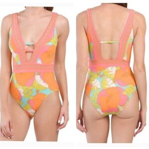 New Trina Turk Playa De Flor Plunge Swimsuit